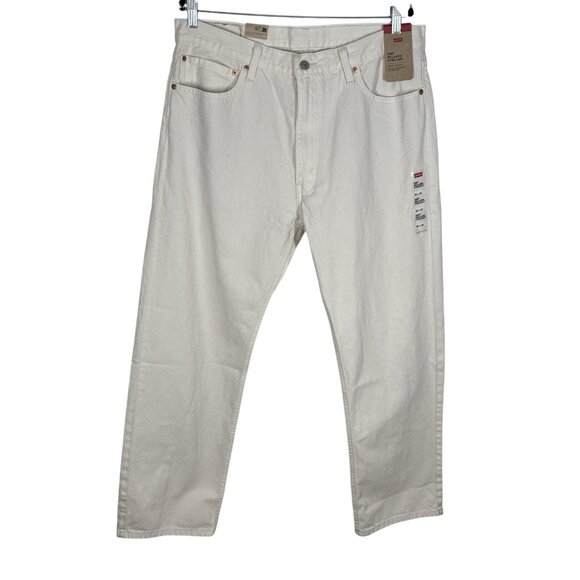 Levis Men Size 36x32 Ivory Denim 5-Pocket Casual 555 Relaxed Straight Jeans NWT - Picture 4 of 16